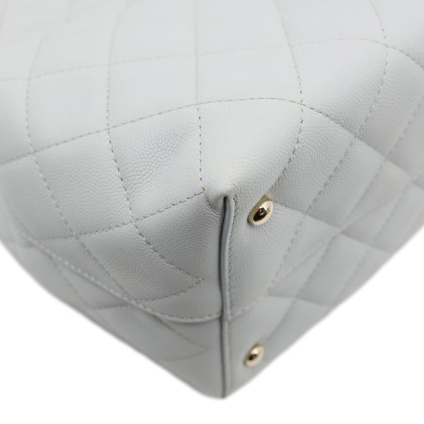 CHANEL Large Quilted Leather Shopping Tote Bag Ice Blue