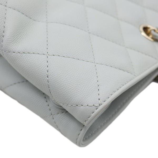 CHANEL Large Quilted Leather Shopping Tote Bag Ice Blue