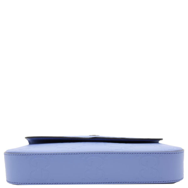 GUCCI Super Mini GG Embossed Leather Shoulder Bag Blue 772794