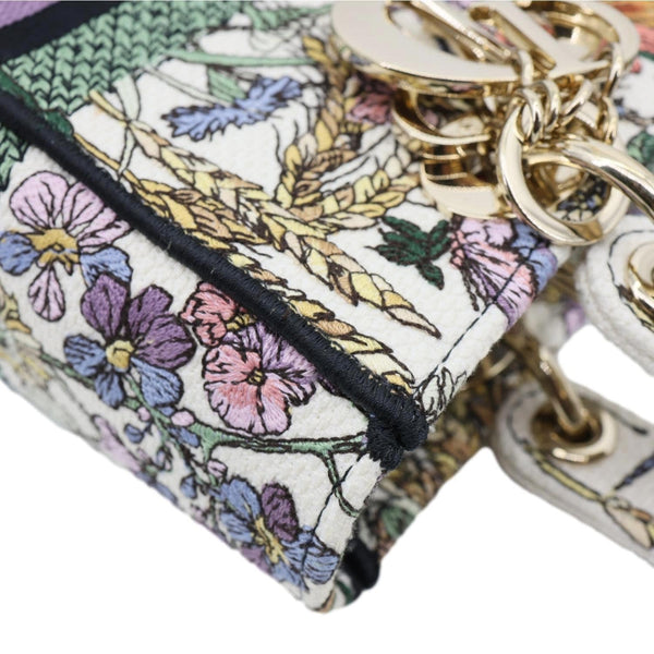 CHRISTIAN DIOR Lady D-Lite Medium Floral Embroidered Canvas Shoulder Bag Multicolor