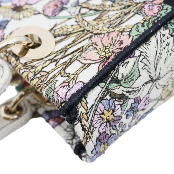CHRISTIAN DIOR Lady D-Lite Medium Floral Embroidered Canvas Shoulder Bag Multicolor