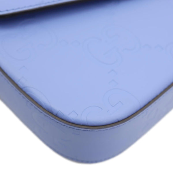 GUCCI Super Mini GG Embossed Leather Shoulder Bag Blue 772794