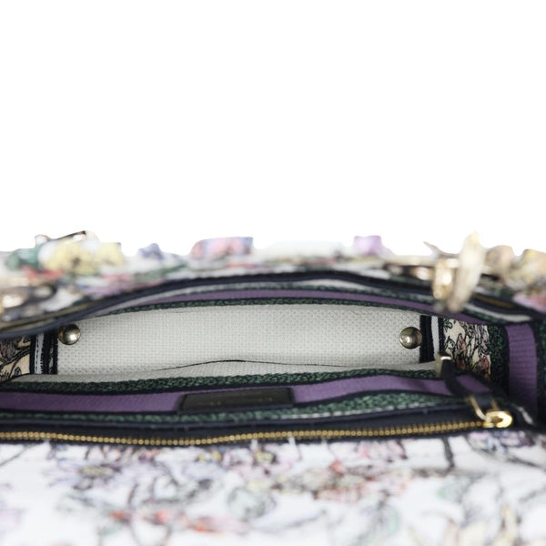 CHRISTIAN DIOR Lady D-Lite Medium Floral Embroidered Canvas Shoulder Bag Multicolor