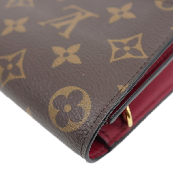 LOUIS VUITTON Flore Monogram Canvas Chain Wallet Fuchsia