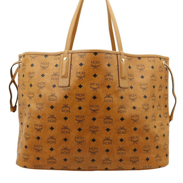 MCM Reversible Liz Large Visetos Canvas Shopper Tote Bag Cognac