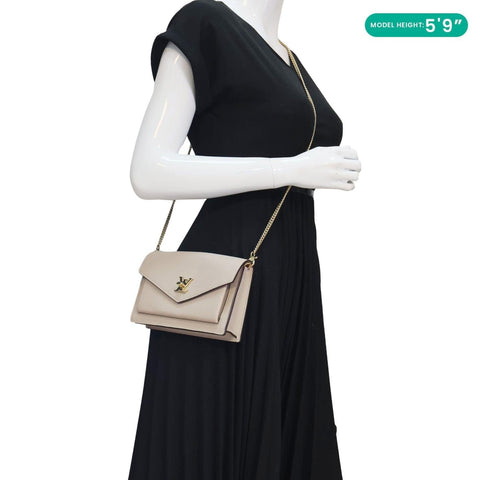 LOUIS VUITTON Mylockme Leather Chain Crossbody Bag Beige
