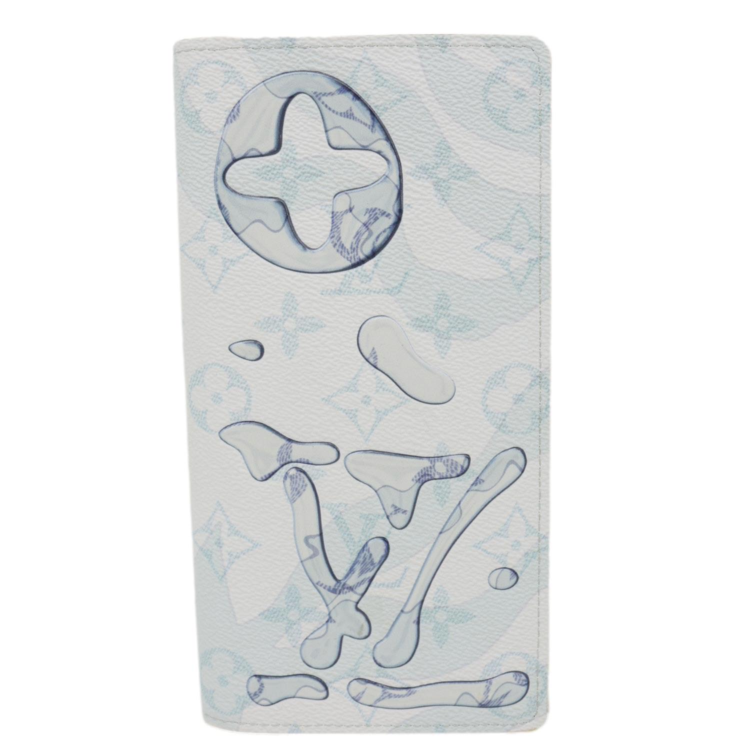 LOUIS VUITTON Brazza Monogram Aquagarden Canvas Wallet Light Blue