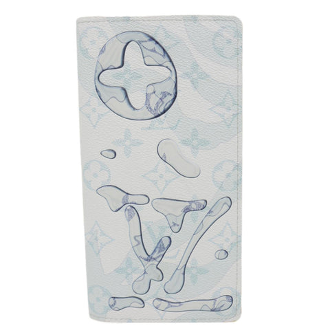 LOUIS VUITTON Brazza Monogram Aquagarden Canvas Wallet Light Blue