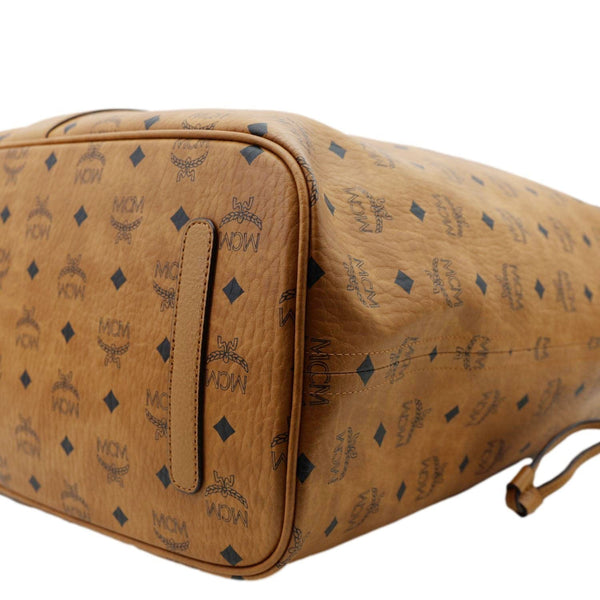 MCM Reversible Liz Large Visetos Canvas Shopper Tote Bag Cognac
