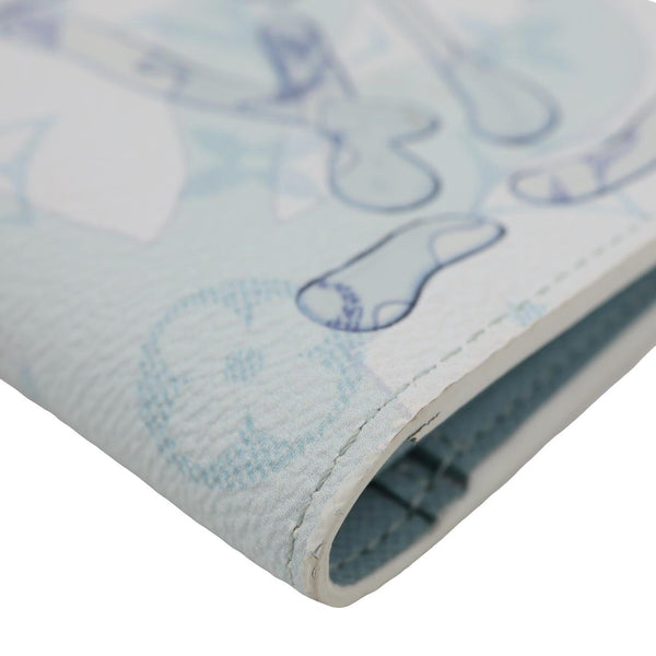 LOUIS VUITTON Brazza Monogram Aquagarden Canvas Wallet Light Blue