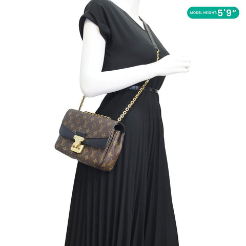 LOUIS VUITTON Marceau Monogram Canvas Chain Shoulder Bag Black