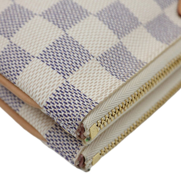 LOUIS VUITTON Double Zip Pochette Damier Azur Crossbody Bag Rose Ballerine