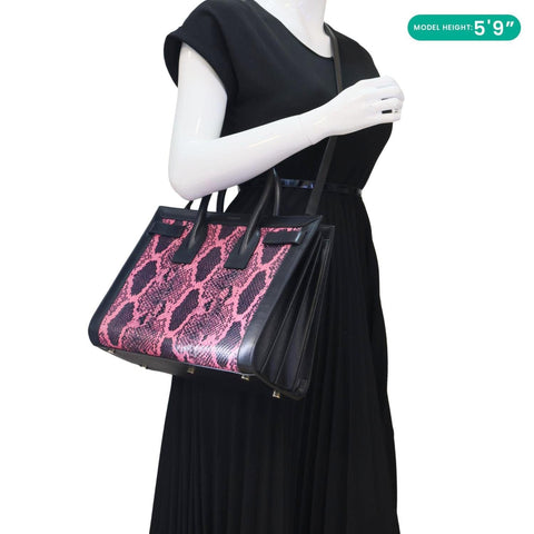 YVES SAINT LAURENT Sac De Jour Small Python Leather Shoulder Bag Pink