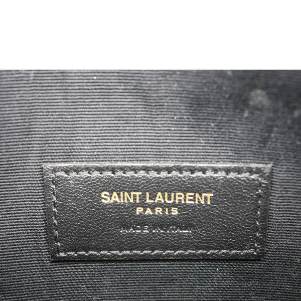 YVES SAINT LAURENT Monogram Bill Grain De Poudre Chevron Leather Zip Pouch Beige