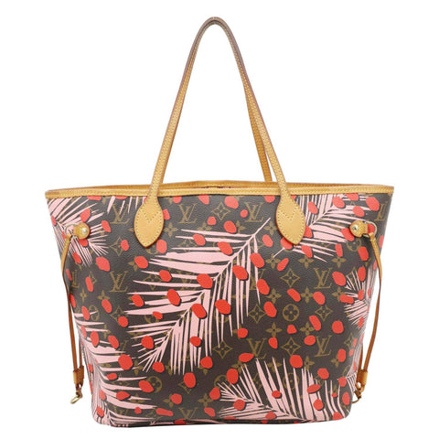 LOUIS VUITTON Neverfull MM Jungle Dots Monogram Canvas Brown Tote Brown