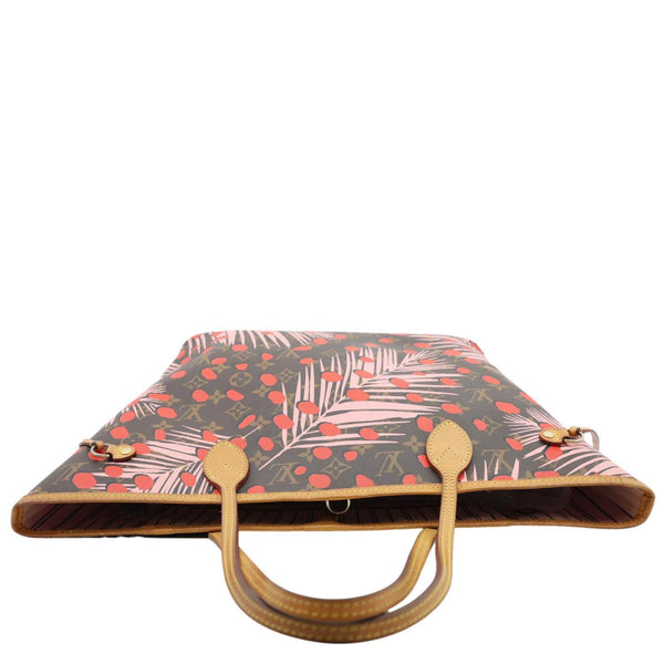 LOUIS VUITTON Neverfull MM Jungle Dots Monogram Canvas Tote Bag Brown