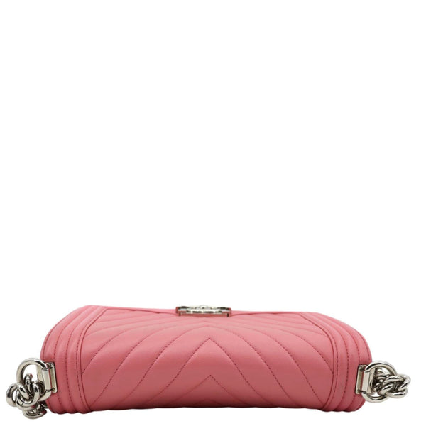 CHANEL Boy Flap Old Medium Chevron Leather Crossbody Bag Pink