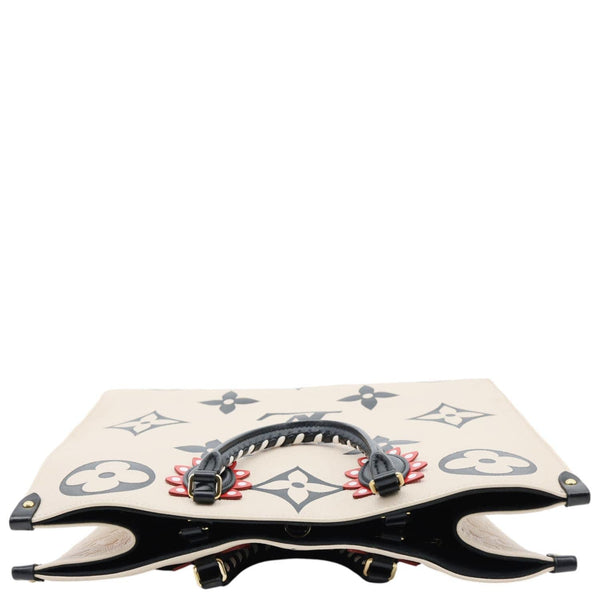 LOUIS VUITTON Onthego GM Crafty Monogram Empreinte Leather Shoulder Bag Cream