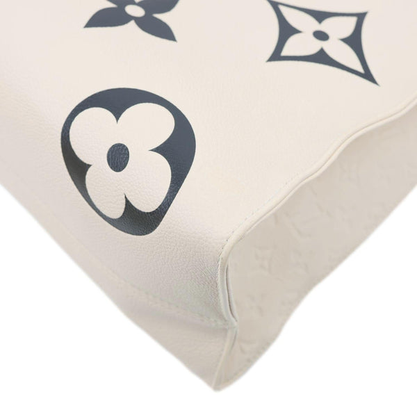 LOUIS VUITTON Onthego GM Crafty Monogram Empreinte Leather Shoulder Bag Cream