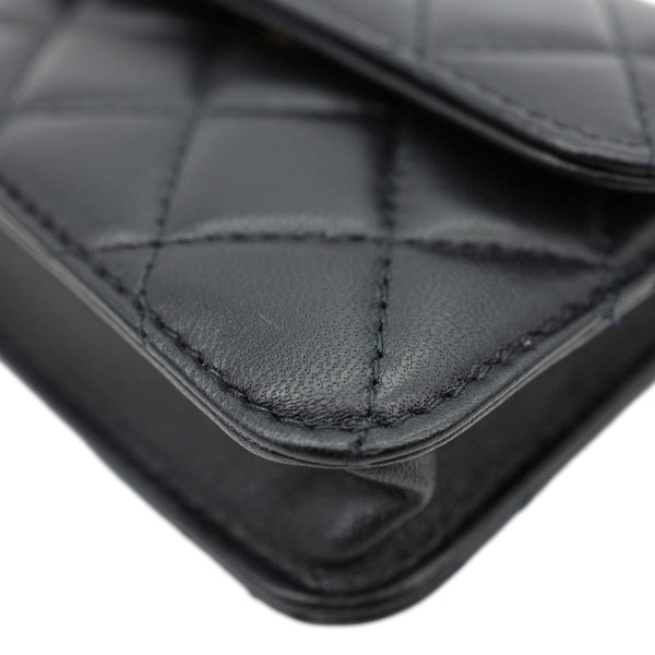 CHANEL Pearl Crush Quilted Leather Clutch With Chain Black