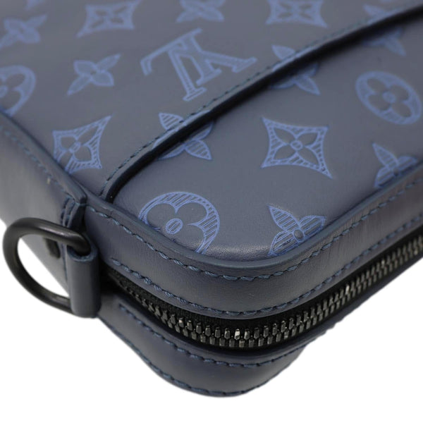LOUIS VUITTON Duo Monogram Shadow Leather Shoulder Bag Navy Blue