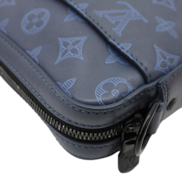 LOUIS VUITTON Duo Monogram Shadow Leather Shoulder Bag Navy Blue