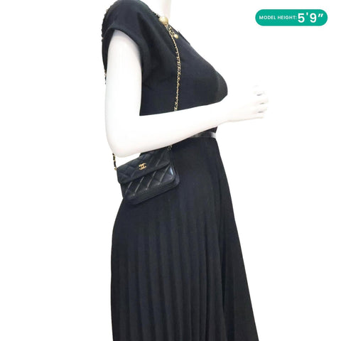 CHANEL Pearl Crush Quilted Leather Clutch With Chain Black