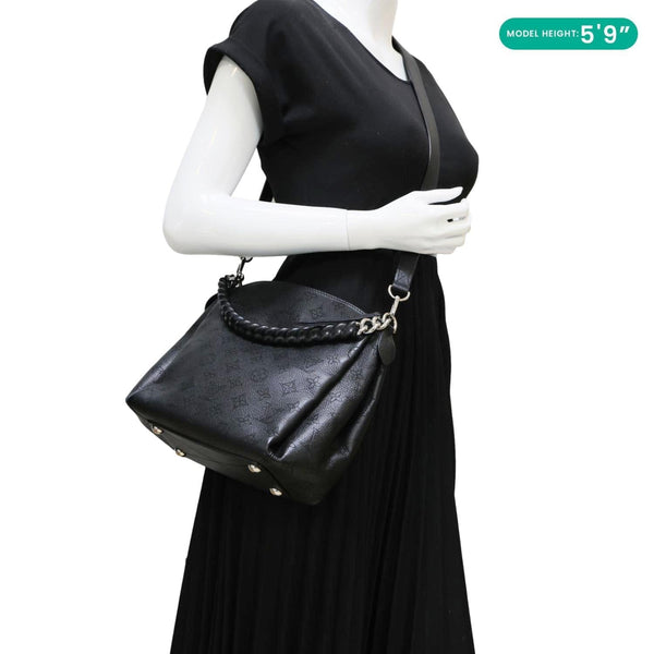 LOUIS VUITTON Babylone BB Mahina Leather Chain Shoulder Bag Black