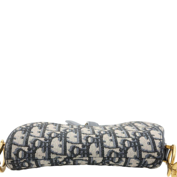 CHRISTIAN DIOR Saddle Oblique Jacquard Satchel Bag Navy Blue