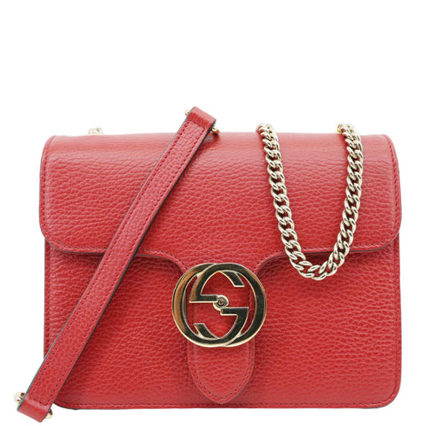 GUCCI Interlocking GG Small Dollar Calfskin Leather Crossbody Bag Red 510304