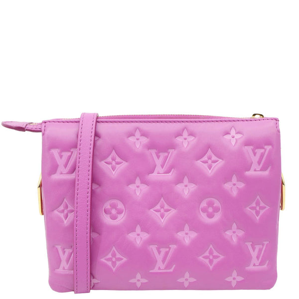 LOUIS VUITTON Coussin BB Monogram Embossed Leather Shoulder Bag Pink
