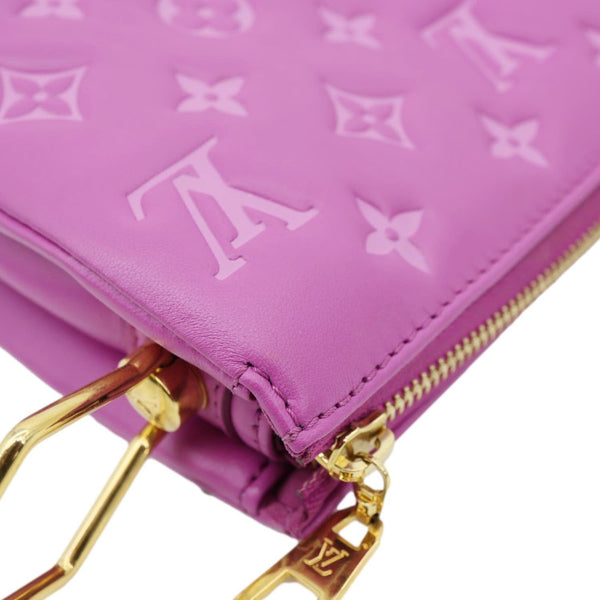 LOUIS VUITTON Coussin BB Monogram Embossed Leather Shoulder Bag Pink