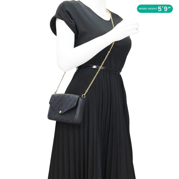 LOUIS VUITTON Felicie Pochette Monogram Empreinte Crossbody Bag Black