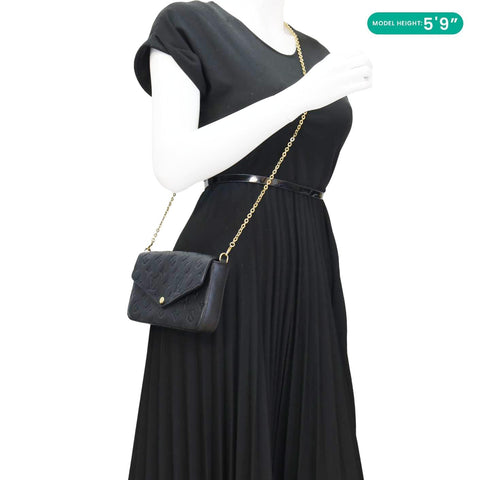LOUIS VUITTON Felicie Pochette Monogram Empreinte Crossbody Bag Black