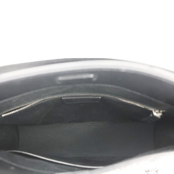 YVES SAINT LAURENT Niki Crinkle Leather Shopper Tote Bag Black