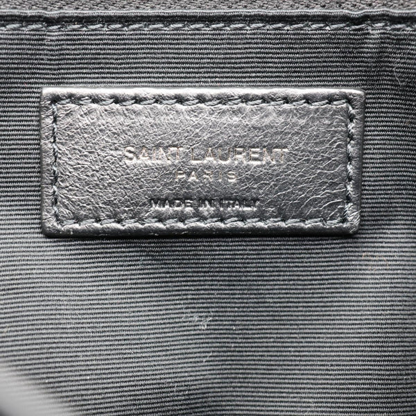 YVES SAINT LAURENT Niki Crinkle Leather Shopper Tote Bag Black