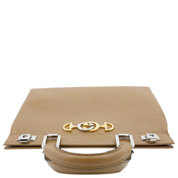 GUCCI Zumi Medium Leather Top Handle Shoulder Bag Brown 564714
