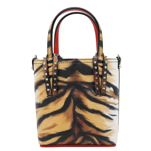 CHRISTIAN LOUBOUTIN Cabata Spikes North South Calfskin Bengal Tote Bag Multicolor