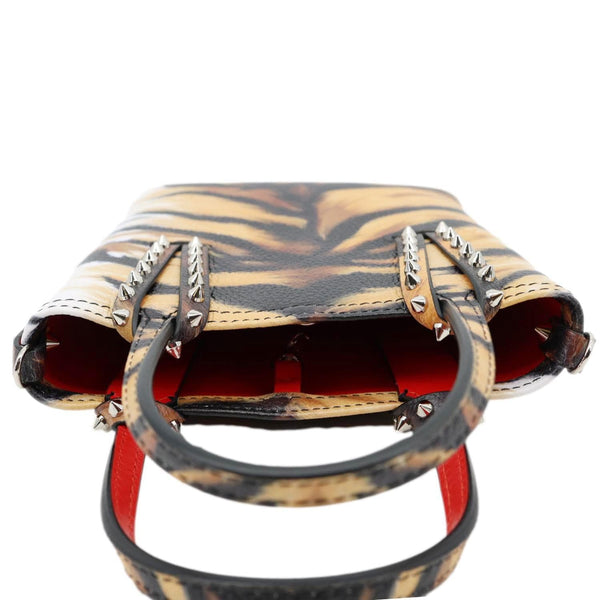 CHRISTIAN LOUBOUTIN Cabata Spikes North South Calfskin Bengal Tote Bag Multicolor