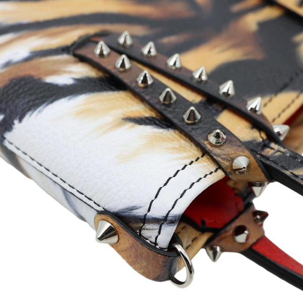 CHRISTIAN LOUBOUTIN Cabata Spikes North South Calfskin Bengal Tote Bag Multicolor