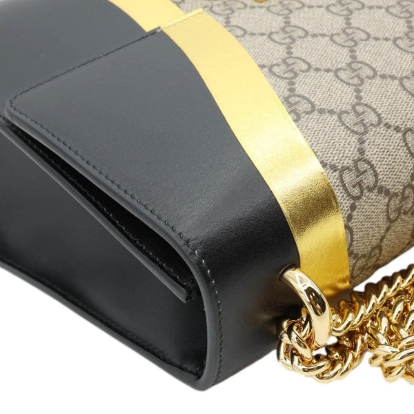 GUCCI Padlock Medium GG Supreme Canvas Shoulder Bag Beige 432679