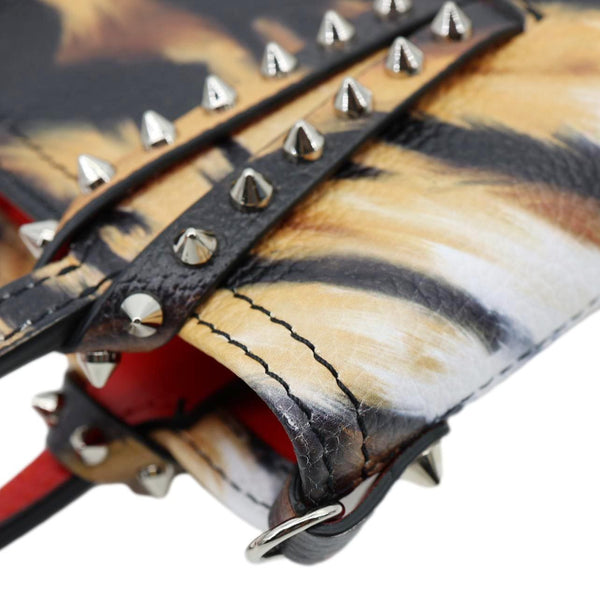 CHRISTIAN LOUBOUTIN Cabata Spikes North South Calfskin Bengal Tote Bag Multicolor