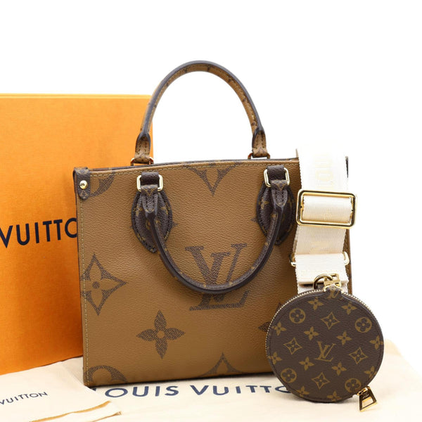 LOUIS VUITTON Onthego PM Giant Monogram Reverse Canvas Shoulder Bag Brown