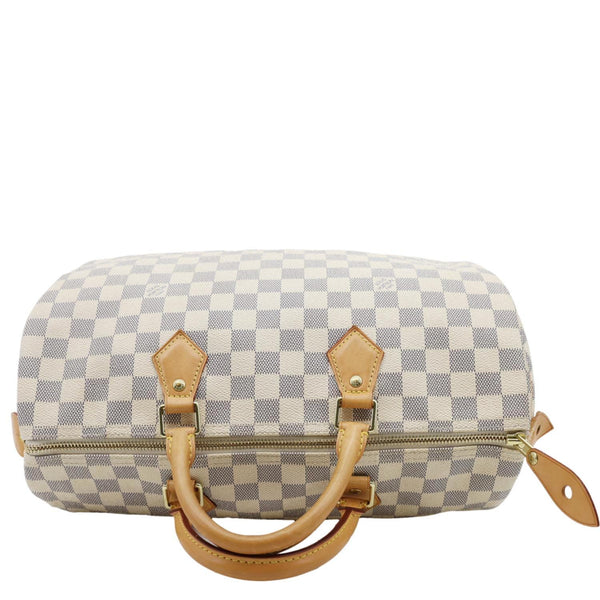 LOUIS VUITTON Speedy 35 Damier Azur Satchel Bag White