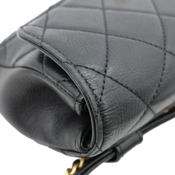 CHANEL Envelope Flap Quilted Leather Chain Belt Bag Black