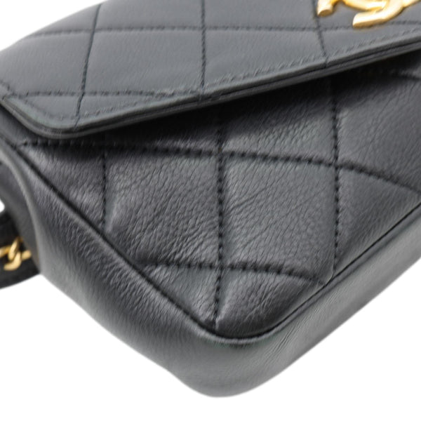 CHANEL Envelope Flap Quilted Leather Chain Belt Bag Black