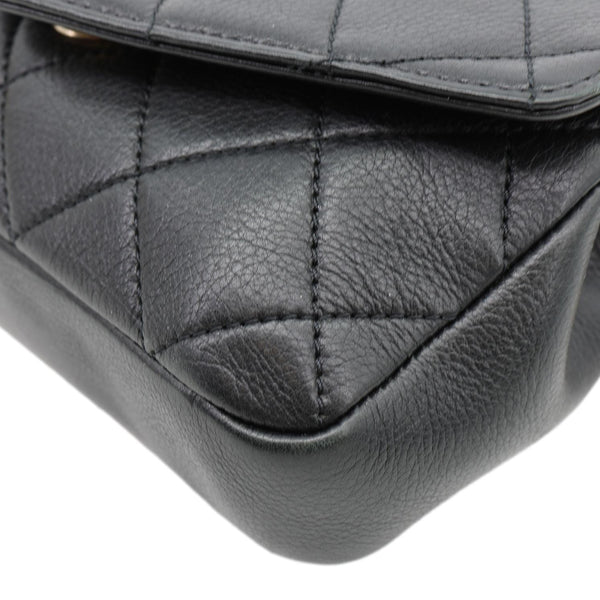 CHANEL Envelope Flap Quilted Leather Chain Belt Bag Black