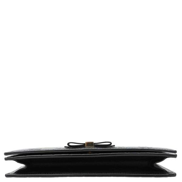 GUCCI Signature Bowy Emblem Mini GG Leather Wallet On Chain Black 431408