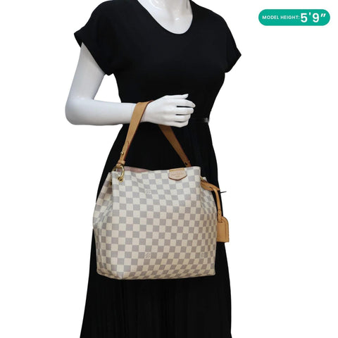 LOUIS VUITTON Graceful PM Damier Azur Shoulder Bag Rose Ballerine