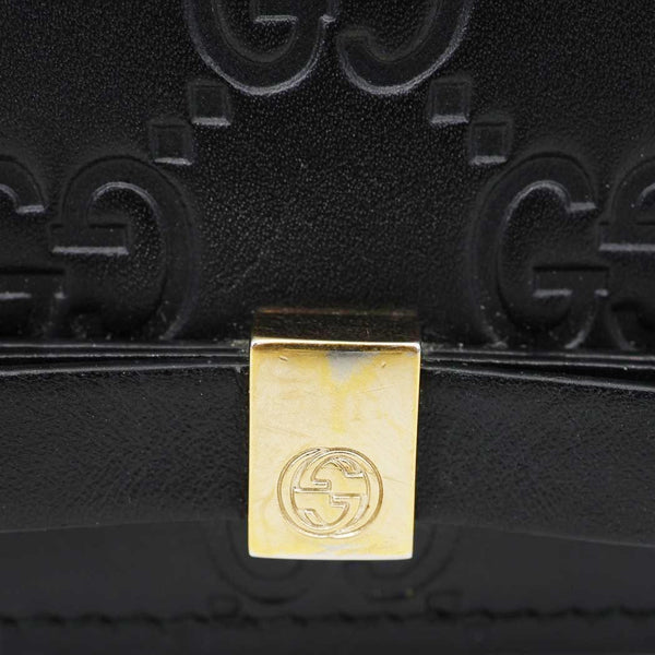 GUCCI Signature Bowy Emblem Mini GG Leather Wallet On Chain Black 431408